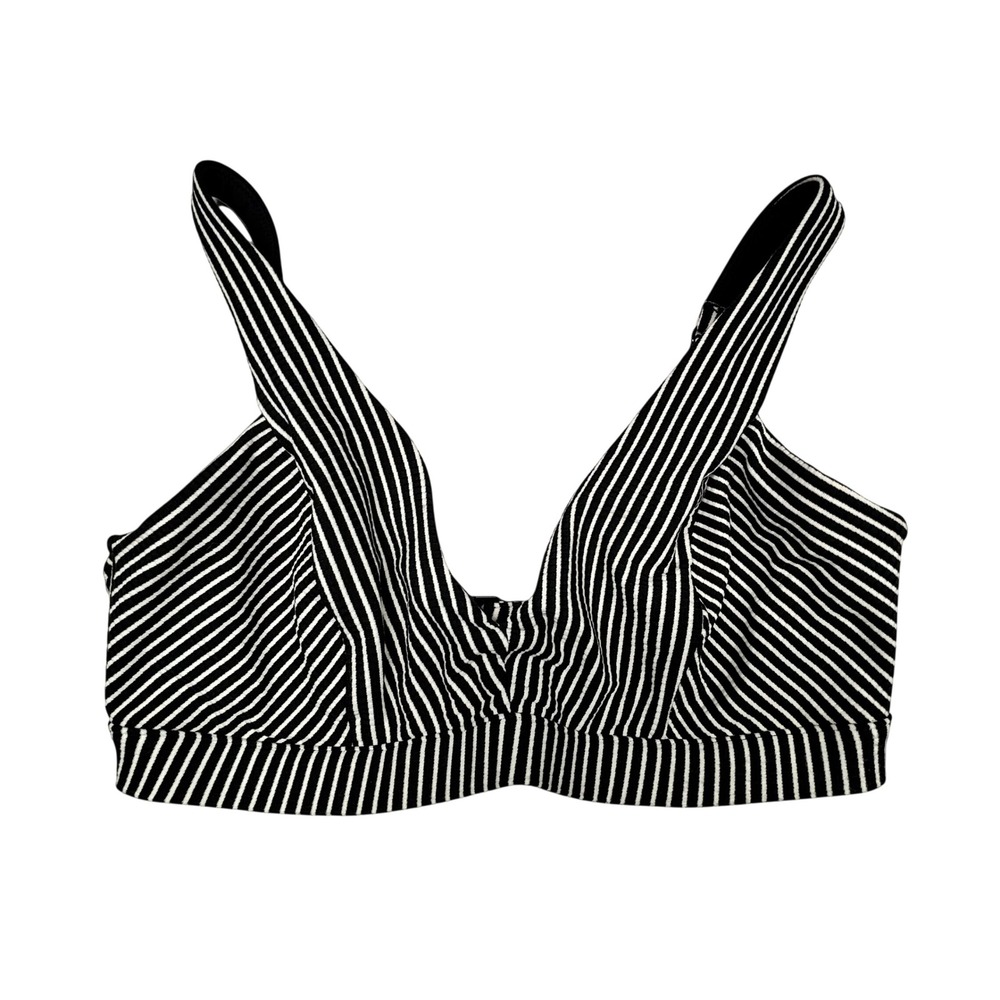 Seafolly Womens Black White Striped Underwire Bikini Top 16DD Hook Plus Size EUC